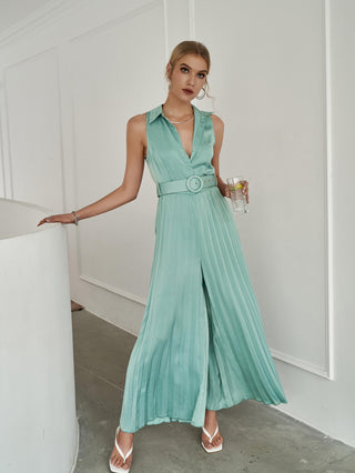 Wide-leg Pleated Jumpsuit