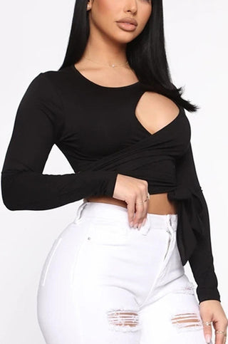 Long Sleeve Cutout Crop Top