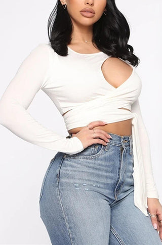 Long Sleeve Cutout Crop Top