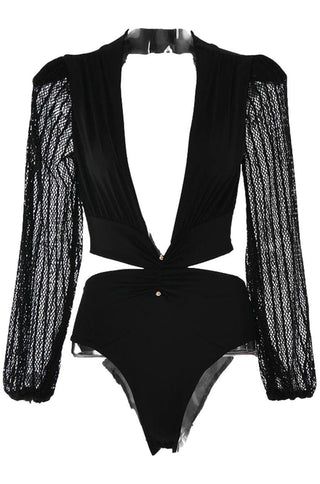 Butterfly Long Sleeve Cutout Bodysuit