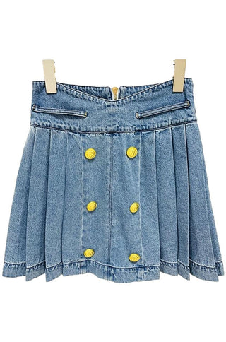 Bailey Button-Embellished Denim Miniskirt