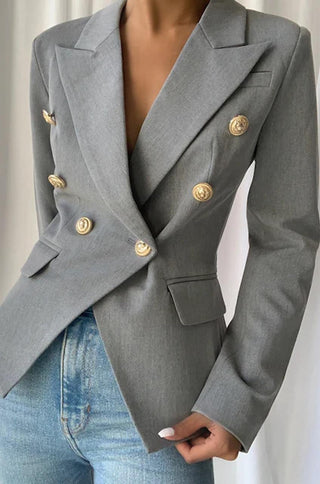 Nadine Double Breasted Blazer in Gray