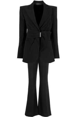 Zoie Gathered Belted Blazer & Pants Set