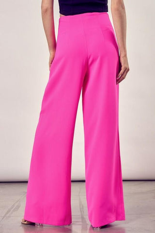 pink wide leg high waist pants