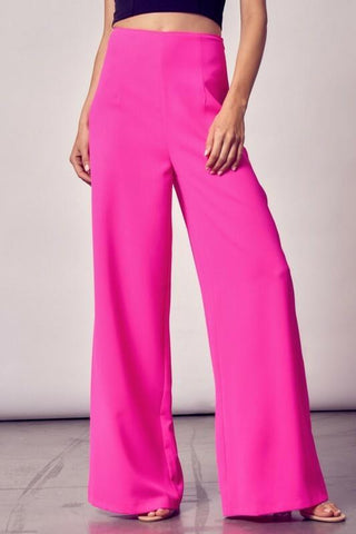 pink wide leg high waist pants