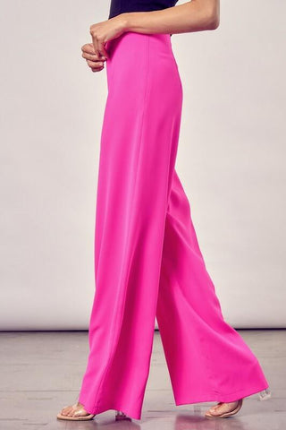 pink wide leg high waist pants