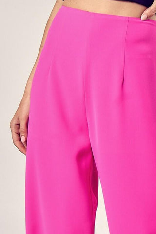 pink wide leg high waist pants