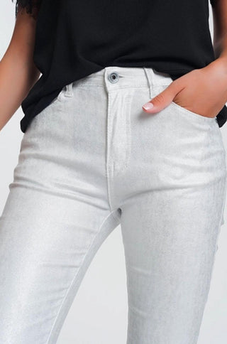 Silver White Skinny Jeans