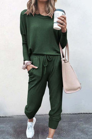 crewneck jogger relaxed leslie long sleeve lounge set