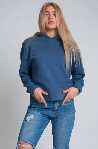 Blue Hooded Sweatshirt