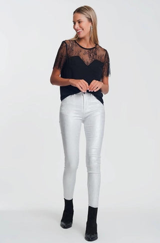 Silver White Skinny Jeans