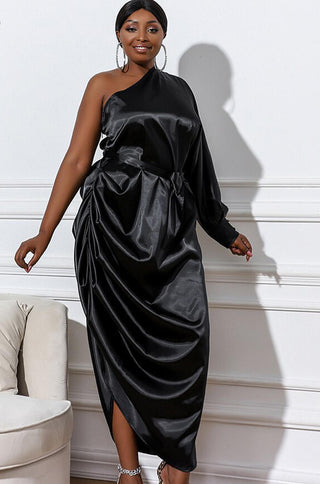 Plus Size Satin Midi Dress