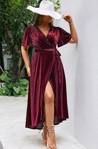 Plus Size Velvet Wrap Dress