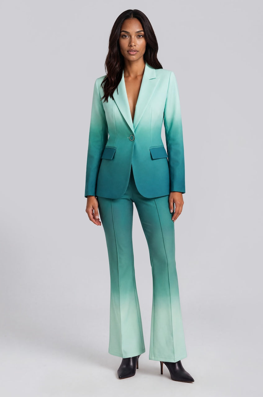 Adele Blazer Pants Set in Green Ombre Teal Green / M/US 4