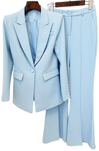 matching blazer pants set pantsuit light blue