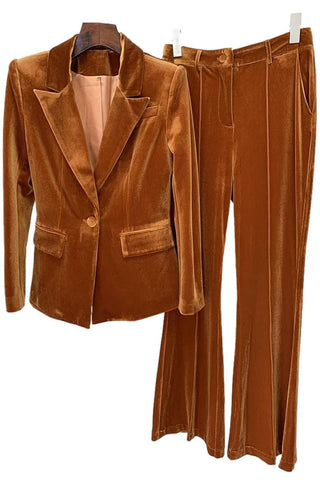 Adele Velvet Blazer Pants Set (Pantsuit)