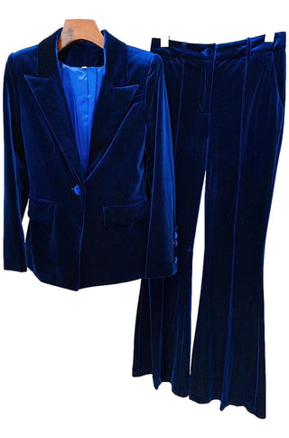 Adele Velvet Blazer Pants Set (Pantsuit)