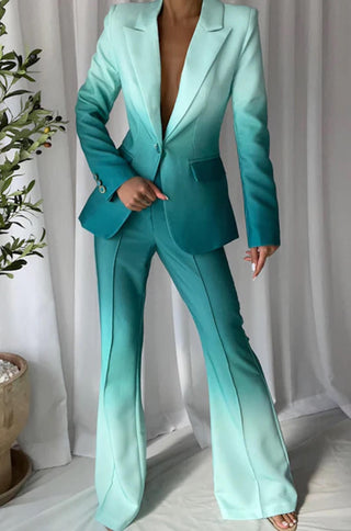 Adele Blazer Pants Set in Green Ombre