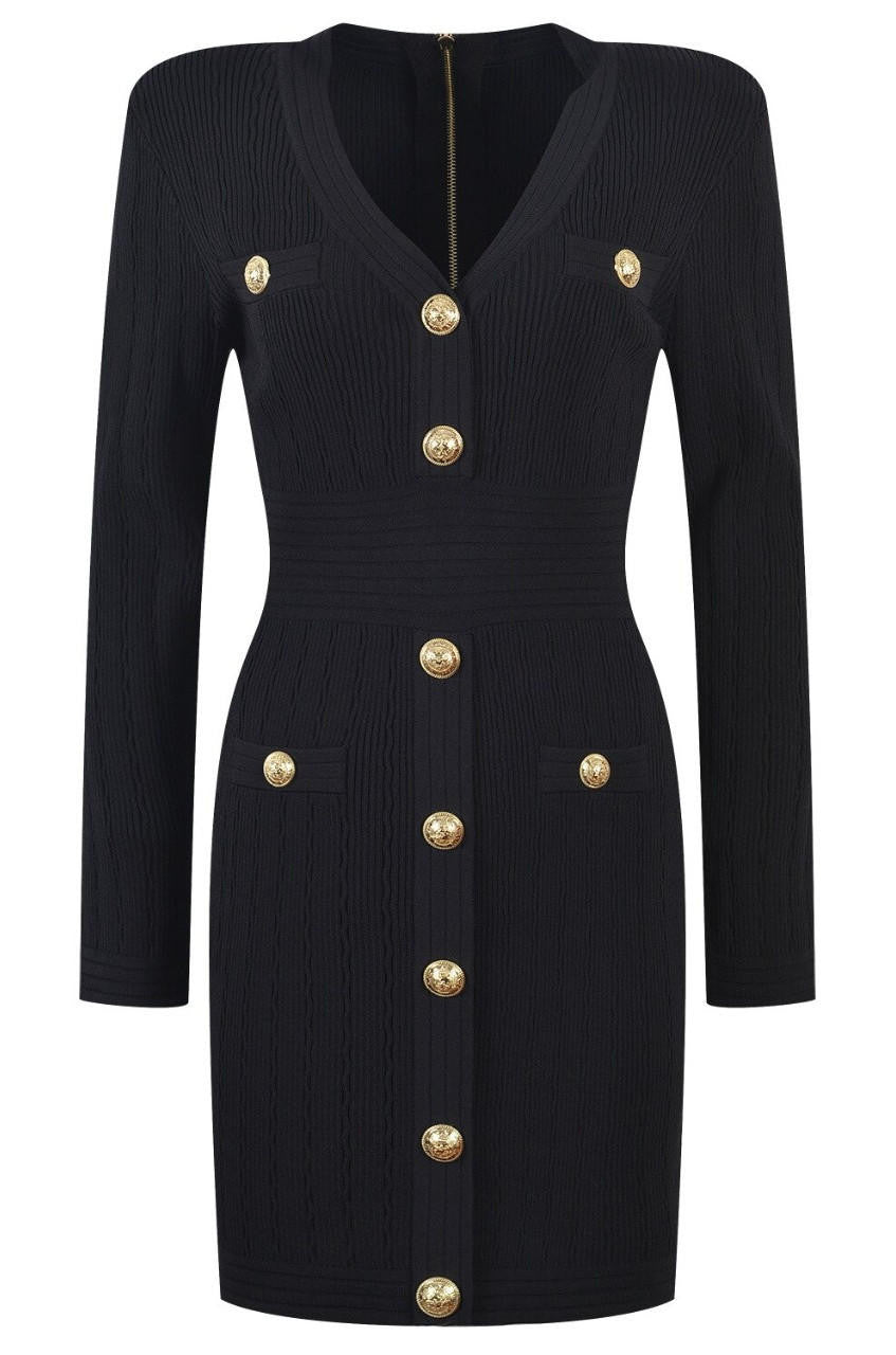 Alexandra Long Sleeve Knit Mini Dress Black / L Alexandra Long Sleeve Knit Mini Dress Black / L