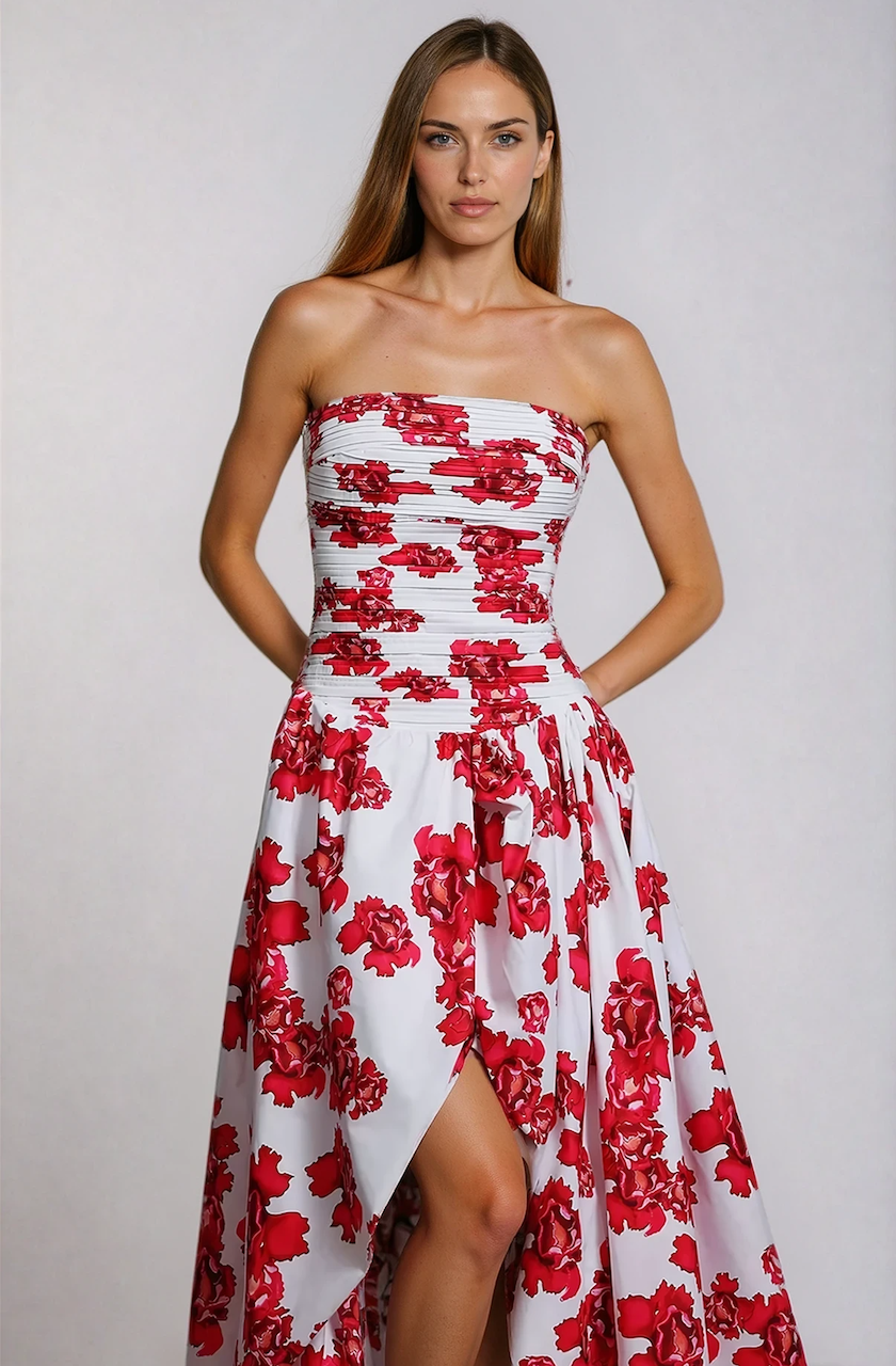 knee length dresses for ladies Amy Bubble Hem Floral Maxi Dress – shopUNIQUES.com