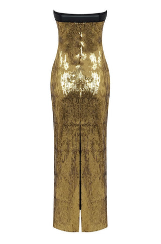 Angela Gold Sequin Strapless Dress