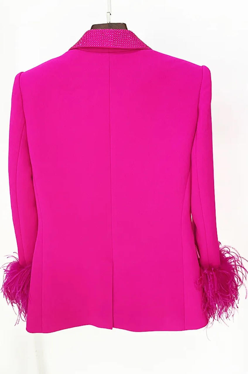 Anita Feather Sleeve Long Blazer Fuchsia / S / US 0-2 Anita Feather Sleeve Long Blazer Fuchsia / S / US 0-2