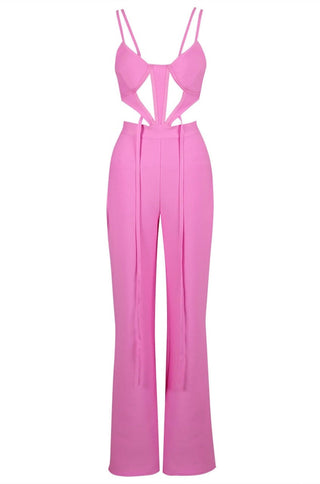 barbie pink cutout jumpsuit