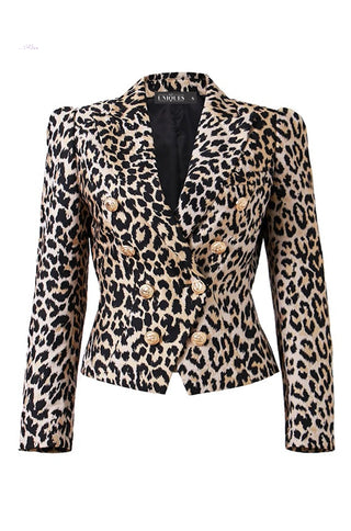 Bella Leopard Double-breasted Blazer