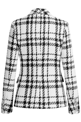 Bella Double-breasted Checked Tweed Blazer