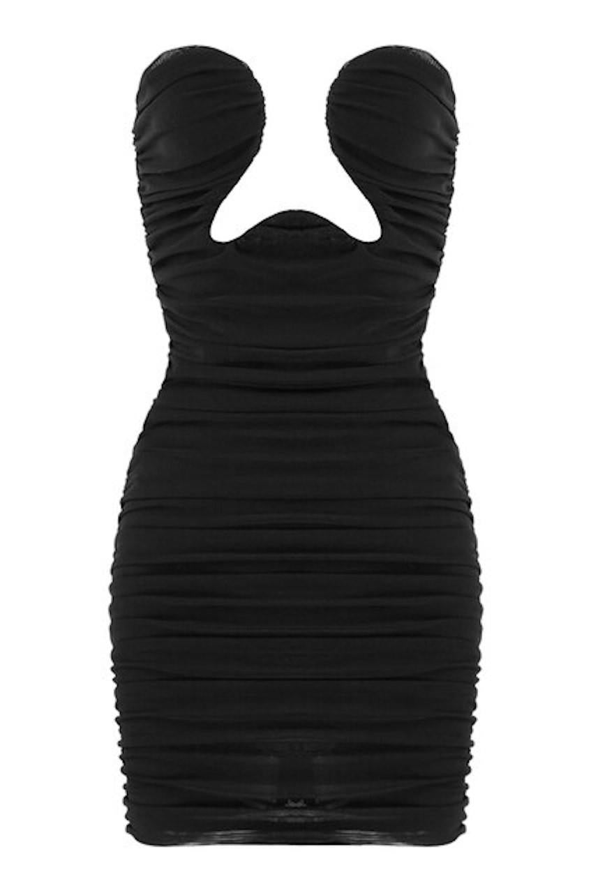 Black Cutout Bustier Mini Dress Black / L Black Cutout Bustier Mini Dress Black / L