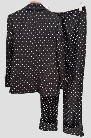 Adriana Polka-Dot Blazer Pants Set in Black