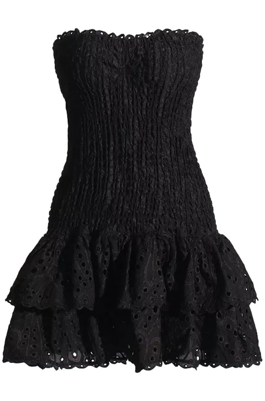 Broderie Anglaise Strapless Mini Dress Black / L Broderie Anglaise Strapless Mini Dress Black / L