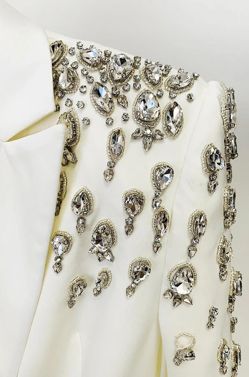 Candy Crystal Embellished Blazer Dress White / M / US 4 Candy Crystal Embellished Blazer Dress White / M / US 4