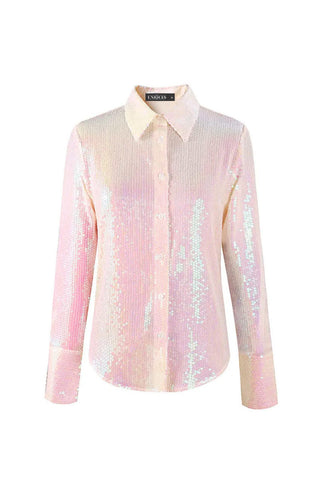 Celine Pearl White Sequined Shirt