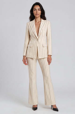 Bianca Cream Pinstripe Blazer & Pants Set