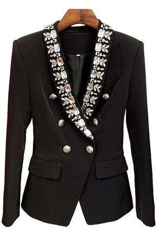 Crystal Embellished Double Breasted Blazer