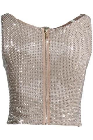 Crystal Embellished Cutout Top Miniskirt Set