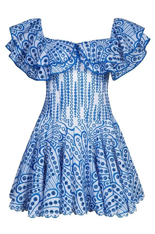 Delilah Broderie Anglaise Mini Dress Blue