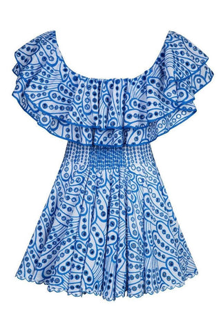 Delilah Broderie Anglaise Mini Dress Blue