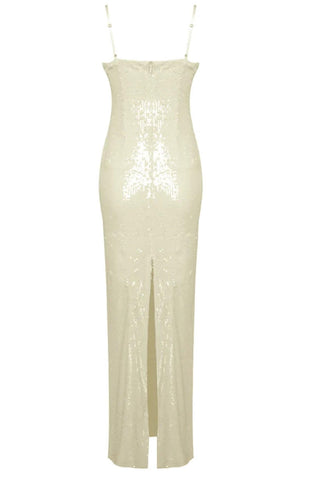 Dixie beige sequin maxi dress