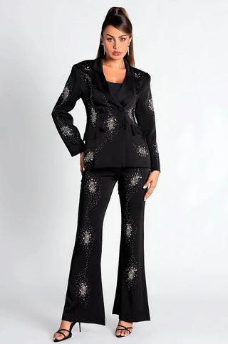 Elize Rhinestone Embellished Blazer Pants Set