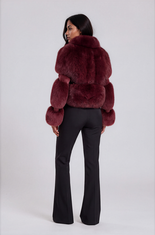 Elle Natural Fox Fur Crop Leather Jacket