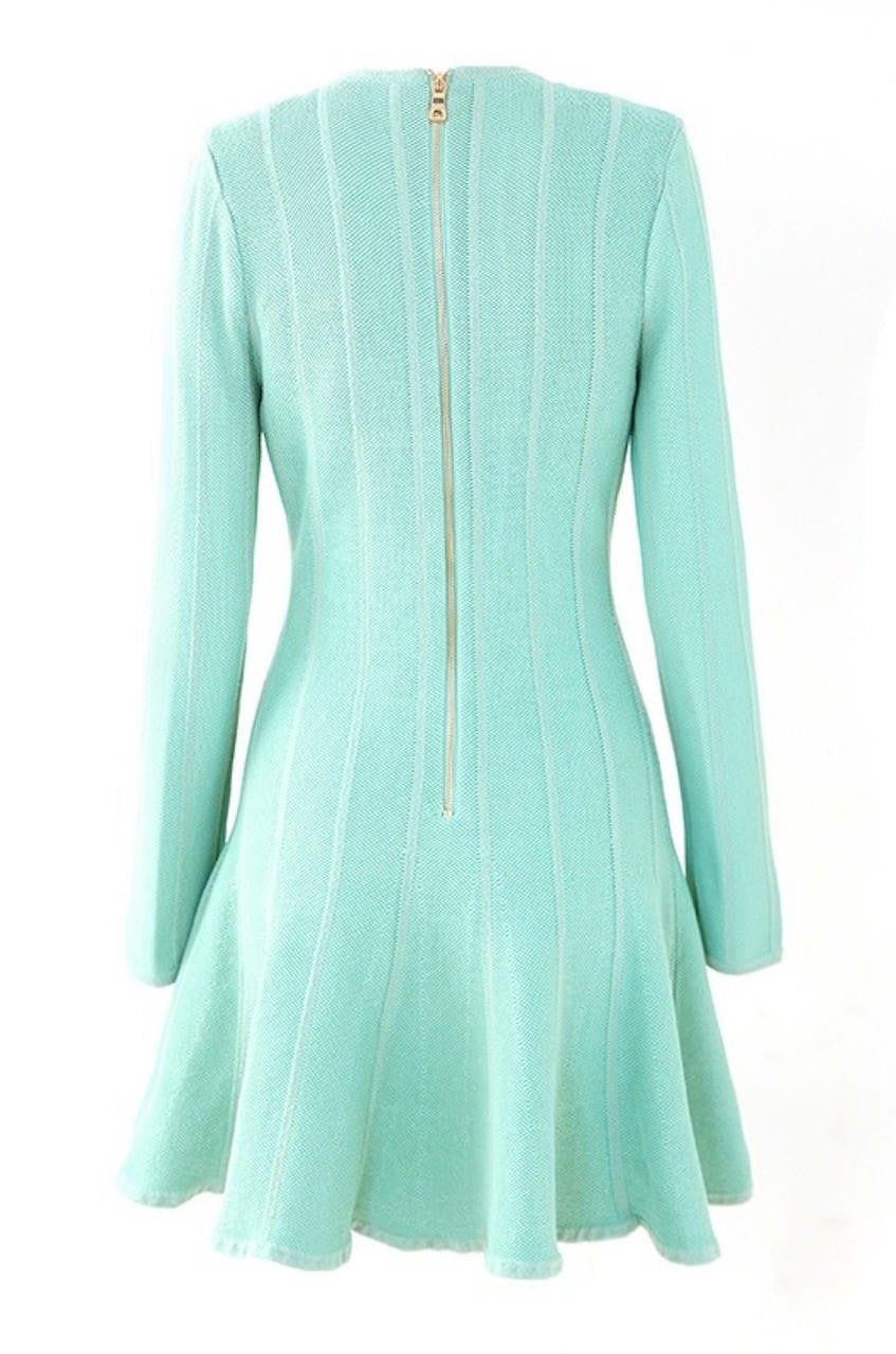 aqua blue skater dress Elle Double Breasted Knit Skater Dress Aqua / M