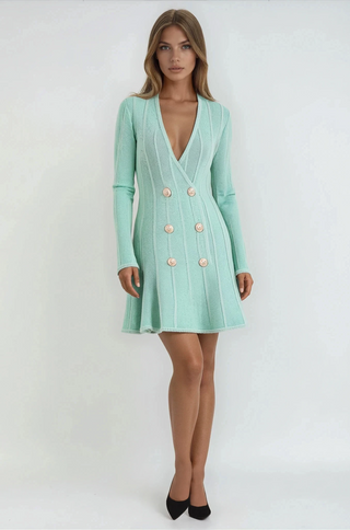 Elle Double Breasted Knit Skater Dress
