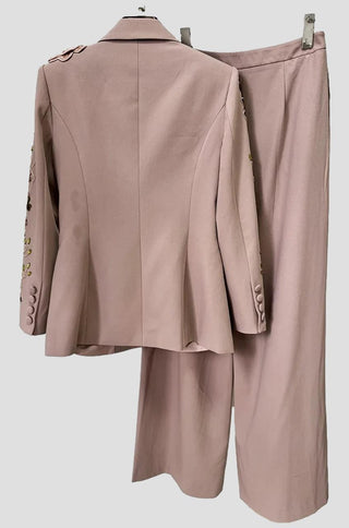 Nelya Embellished Floral Embroidered Blazer Pants Set