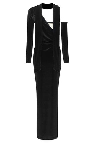 Emilia Black Velvet Maxi Dress