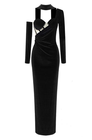 Emilia Black Velvet Maxi Dress