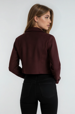 Elle Faux Suede Cropped Trench Coat