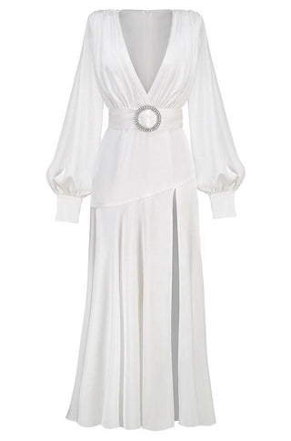 Fiona White Satin Maxi Dress