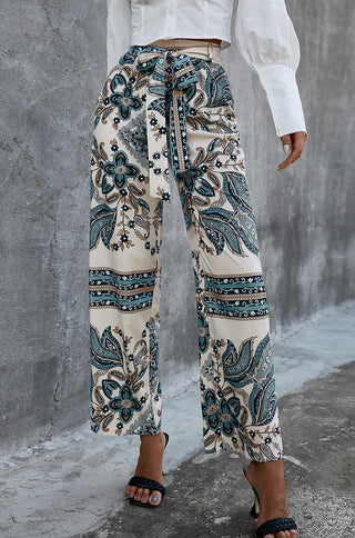 high waist floral wide leg pants